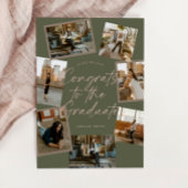 Green & Pink Photo Collage Graduation Kaart
