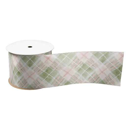 Green Pink Plaid Stripes Birthday Satijnen Lint (Spoel)