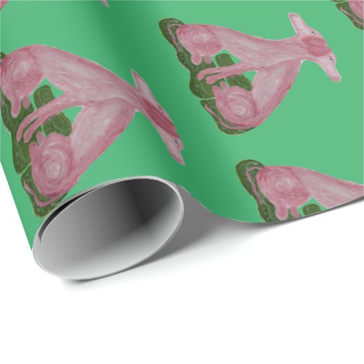 Green Pink Staffordshire Dogs Cadeaupapier (Rol Hoek)