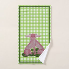 Green Pink Staffordshire Dogs Hand Towel Handdoek