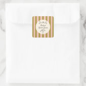 Green Pink Striped Cute illustrated Bridal Shower Vierkante Sticker (Tas)