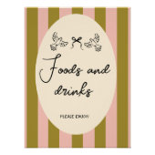 Green Pink Striped “Food and Drinks” Wedding Perfect Poster (Voorkant)