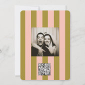 Green Pink Striped Hand drawn  Wedding  Kaart (Achterkant)