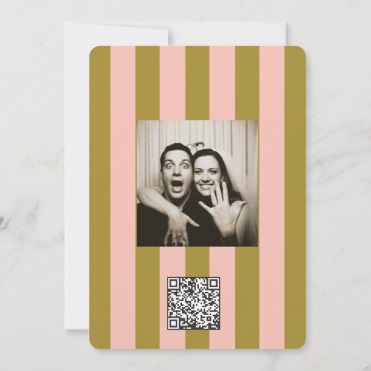 Green Pink Striped Hand drawn  Wedding  Kaart (Achterkant)