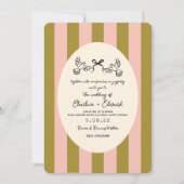 Green Pink Striped Hand drawn  Wedding  Kaart (Voorkant)