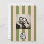 Green Pink Striped Hand drawn  Wedding  Kaart (Achterkant)