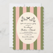 Green Pink Striped Hand drawn  Wedding  Kaart (Voorkant)