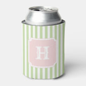Green & Pink Stripes Monogram Nautical Sailing Blikjeskoeler (Blikje Voorkant)