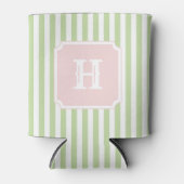 Green & Pink Stripes Monogram Nautical Sailing Blikjeskoeler (Voorkant)