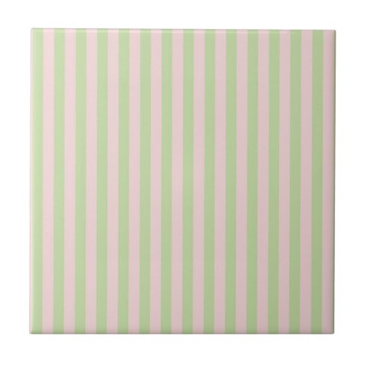 Green Pink Stripes Pattern Minimal Modern Spring Tegeltje (Voorkant)