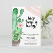 Green Pink Taco Bout A Baby baby shower Kaart (Staand voorkant)