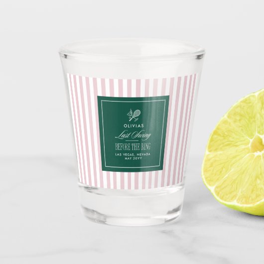 Green pink Tennis Bachelorette elegant modern Shot Glas (Voorkant)