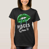 Green Pisces Queen Lips Chain Zodiac St Patricks D T-shirt (Voorkant)