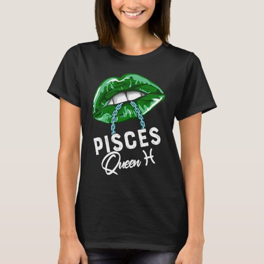 Green Pisces Queen Lips Chain Zodiac St Patricks D T-shirt (Voorkant)