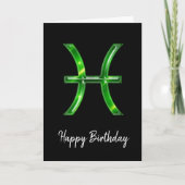 Green Pisces Sign Birthday Kaart (Voorkant)