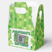 Green Pixel Birthday Favor Box Bedankdoosjes (Geopend)
