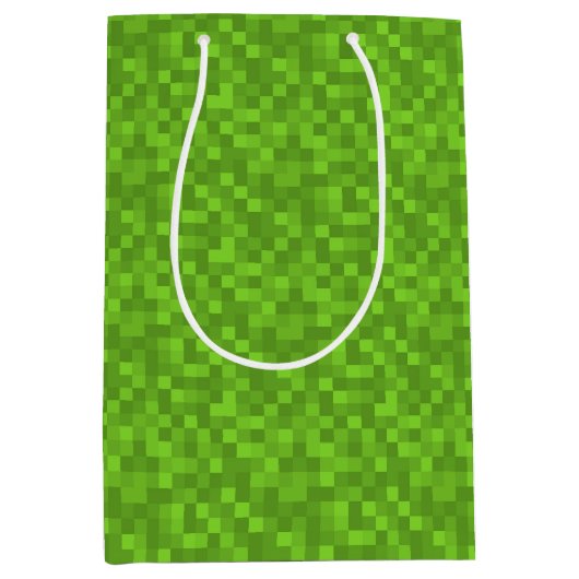 Green Pixel Pattern Retro 8-Bit Gaming Medium Cadeauzakje (Voorkant)
