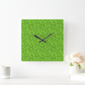 Green Pixel Pattern Retro 8-Bit Gaming Vierkante Klok (Huis)