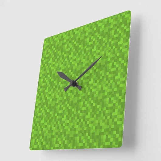 Green Pixel Pattern Retro 8-Bit Gaming Vierkante Klok (Hoek)