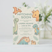 Green Pixelated Dinosaur Baby Shower party boy Kaart (Staand voorkant)