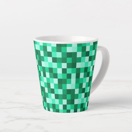 Green Pixels Micraft Inspired Mug Cup Latte Mok (Rechterhoek)