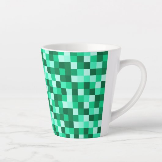 Green Pixels Micraft Inspired Mug Cup Latte Mok (Rechts)