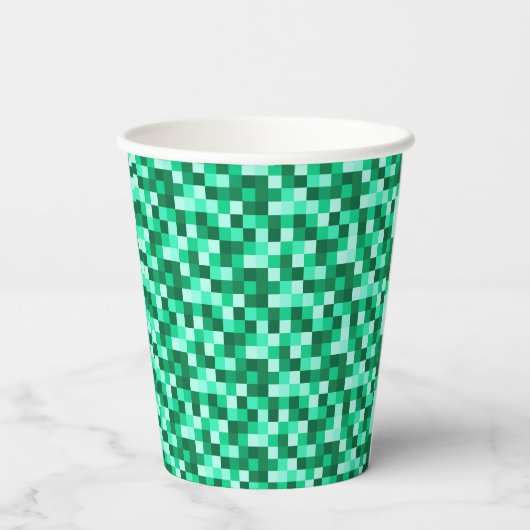 Green Pixels Minecraft Birthday Paper Cups Papieren Bekers (Achterkant)
