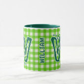 Green Plaid (Antiek Monogram Naam)  Koffie Mok (Midden)