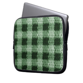 Green Plaid Artisan Haakprint Elektronica Tas