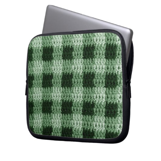 Green Plaid Artisan Haakprint Elektronica Tas (Voorkant Links)