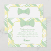 Green Plaid Baby shower Dank u kaarten (Voorkant / Achterkant)