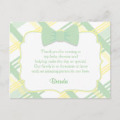 Green Plaid Baby shower Dank u kaarten (Voorkant)
