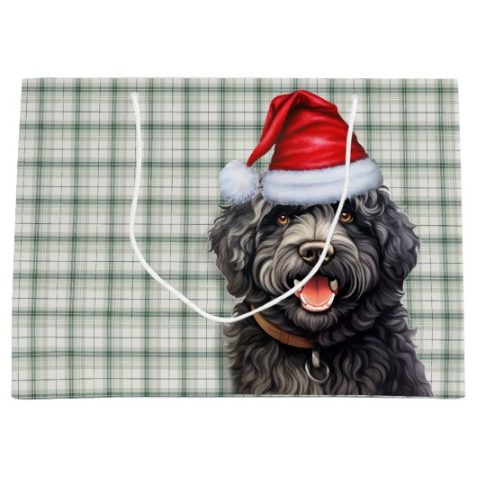Green Plaid Barbet Hondenvakantie Groot Cadeauzakje (Voorkant)