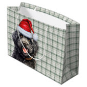 Green Plaid Barbet Hondenvakantie Groot Cadeauzakje (Achterkant Gekanteld)