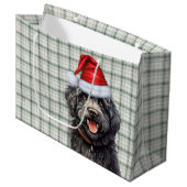 Green Plaid Barbet Hondenvakantie Groot Cadeauzakje (Voorkant Gekanteld)