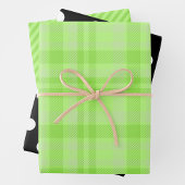Green Plaid, Black & White Inpakpapier Vel