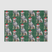 Green Plaid Blue Heeler Hond Kerstvakantie Tissuepapier (Voorkant)