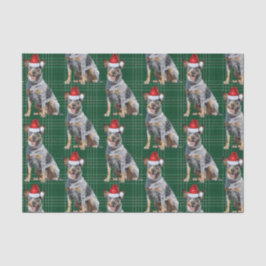 Green Plaid Blue Heeler Hond Kerstvakantie Tissuepapier