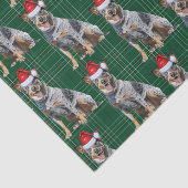 Green Plaid Blue Heeler Hond Kerstvakantie Tissuepapier (Detail)