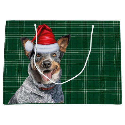 Green Plaid Blue Heeler Hondenliefhebber Vakantie Groot Cadeauzakje (Voorkant)