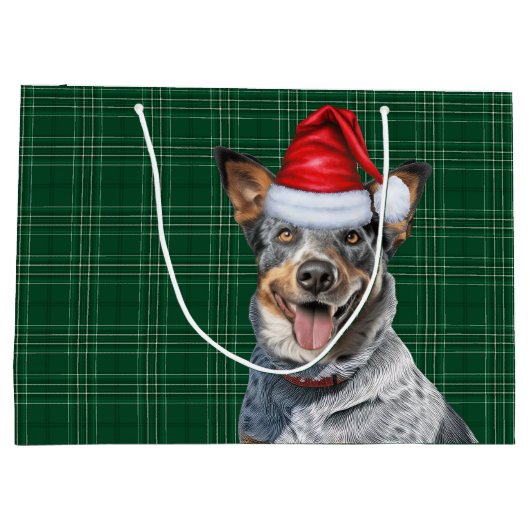 Green Plaid Blue Heeler Hondenliefhebber Vakantie Groot Cadeauzakje (Achterkant)
