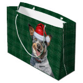 Green Plaid Blue Heeler Hondenliefhebber Vakantie Groot Cadeauzakje (Achterkant Gekanteld)