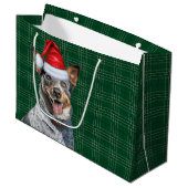 Green Plaid Blue Heeler Hondenliefhebber Vakantie Groot Cadeauzakje (Voorkant Gekanteld)