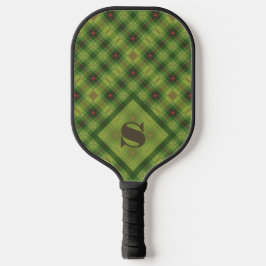 Green Plaid Bold Typografie Monogram Kerstmis Pickleball Paddle