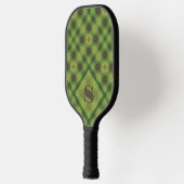 Green Plaid Bold Typografie Monogram Kerstmis Pickleball Paddle (Links)