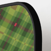 Green Plaid Bold Typografie Monogram Kerstmis Pickleball Paddle (Links Detail)