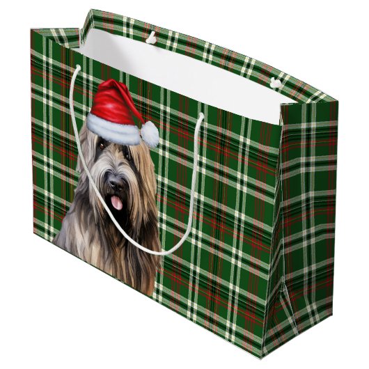Green Plaid Briard Shepherd Hondenliefhebber Vakan Groot Cadeauzakje (Achterkant Gekanteld)