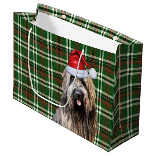 Green Plaid Briard Shepherd Hondenliefhebber Vakan Groot Cadeauzakje (Voorkant Gekanteld)
