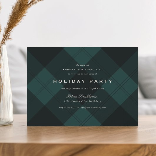 Green Plaid Business of Corporate Holiday Party Kaart