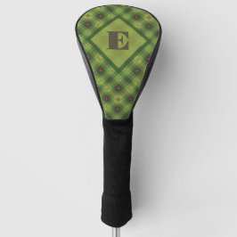 Green Plaid Christmas Custom Monogram Initial Golfheadcover